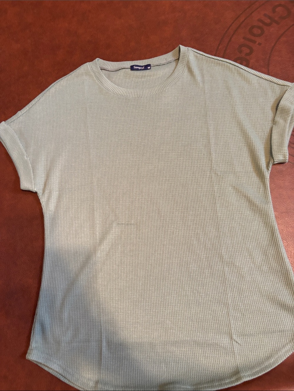 Soft Sage Waffle Knit Short Sleeve Top